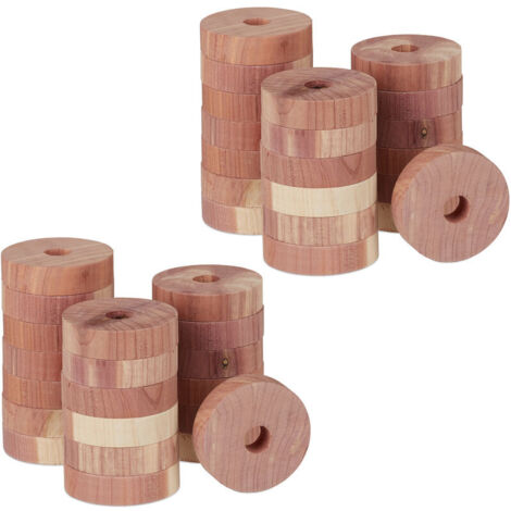 Anneaux anti-mites bois de cèdre, lot de 40, armoire vêtement, piège, répulsif naturel, 4 cm, nature