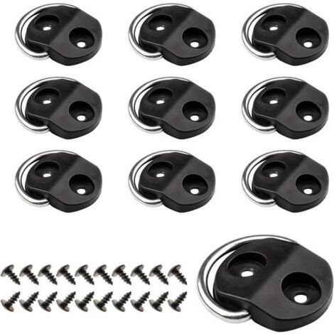 Anneaux D'arrimage - - Crochets pour Filet Coffre Voiture - Point d'ancrage en D - Noir - Voiture
