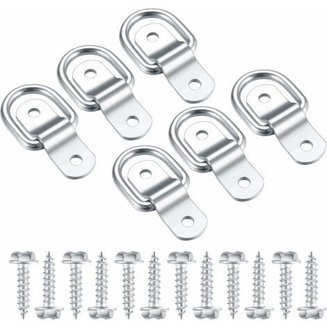 Anneaux D'arrimage en D, Crochet Fixation INOX, Anneau De Montage pour Anneau De Fixation, Darrimage Sangle 6 Pcs et 12 Vis pour Remorque Voiture, Hamac Bois, Camping 6x25mm -Versailles