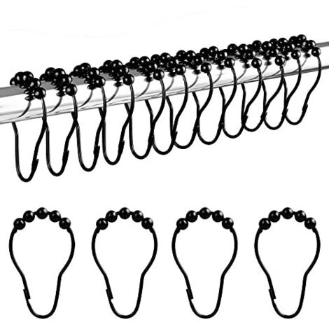 Anneaux de Douche en Acier Inoxydable (12pcs Noir)