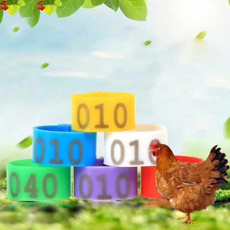 Anneaux de Jambe, Betterlife Anneaux de Jambe de volaille, 16MM 001-100 Pince Les Anneaux de Bandes de Jambe pour Les Poulets, Canards, Poules, volaille, 100PCS / Sac (Couleur aléatoire)