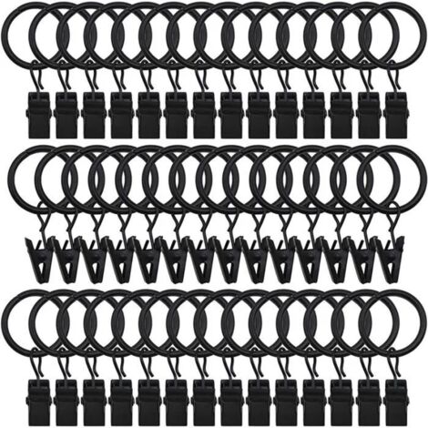 Anneaux de rideau 42 Paquets - Noir - Vintage - Anti-rouille