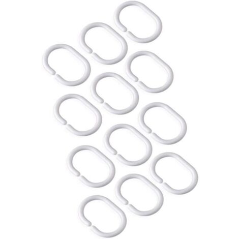 Anneaux de rideau de douche, anneaux en C en plastique, durables, pour rideaux de douche, 12 pièces (blanc)
