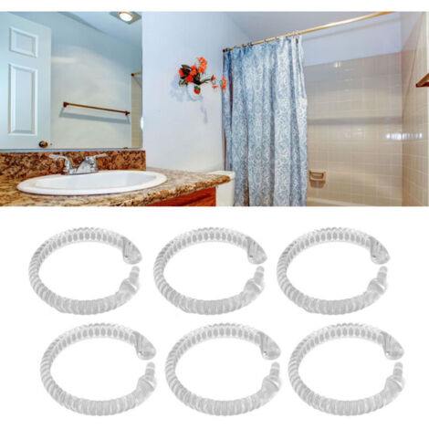Anneaux de rideau transparents en forme de O, 24 pièces, tringle de douche, crochets de rideau de salle de bain