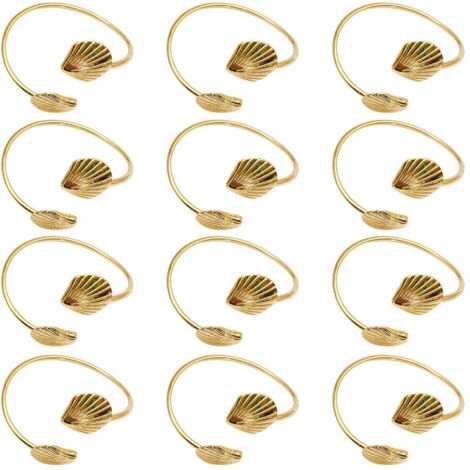 Anneaux de Serviette Coquillage, Lot de 12 Décorations de Table Style Bord de Mer