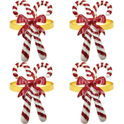 Anneaux de Serviette Nœud Festif en Alliage, Lot de 4 Décorations de Table Style Noël