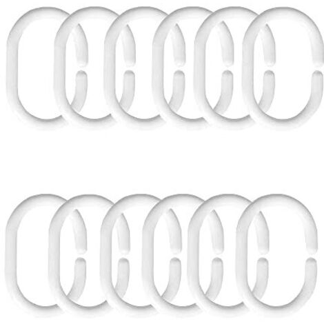 Anneaux pour Rideaux de Douche, 12 Pcs Anneaux de Douche en Plastique, C Crochets de Rideaux, pour Rideau de Fenêtre