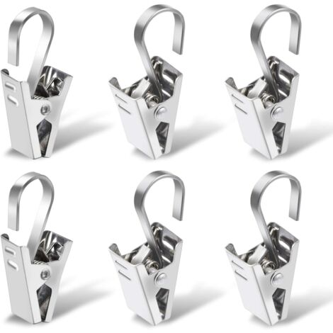 Anneaux Rideaux avec Pince, 100 Pièces Acier Inoxydable Accroche Rideau Anneaux à Pince pour La Décoration De La Fenêtre De La Maison Photos Artisanat, Argent