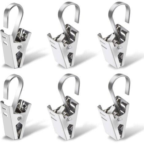 Anneaux Rideaux avec Pince, 100 Pièces Acier Inoxydable Accroche Rideau Anneaux à Pince pour La Décoration De La Fenêtre De La Maison Photos Artisanat, Argent
