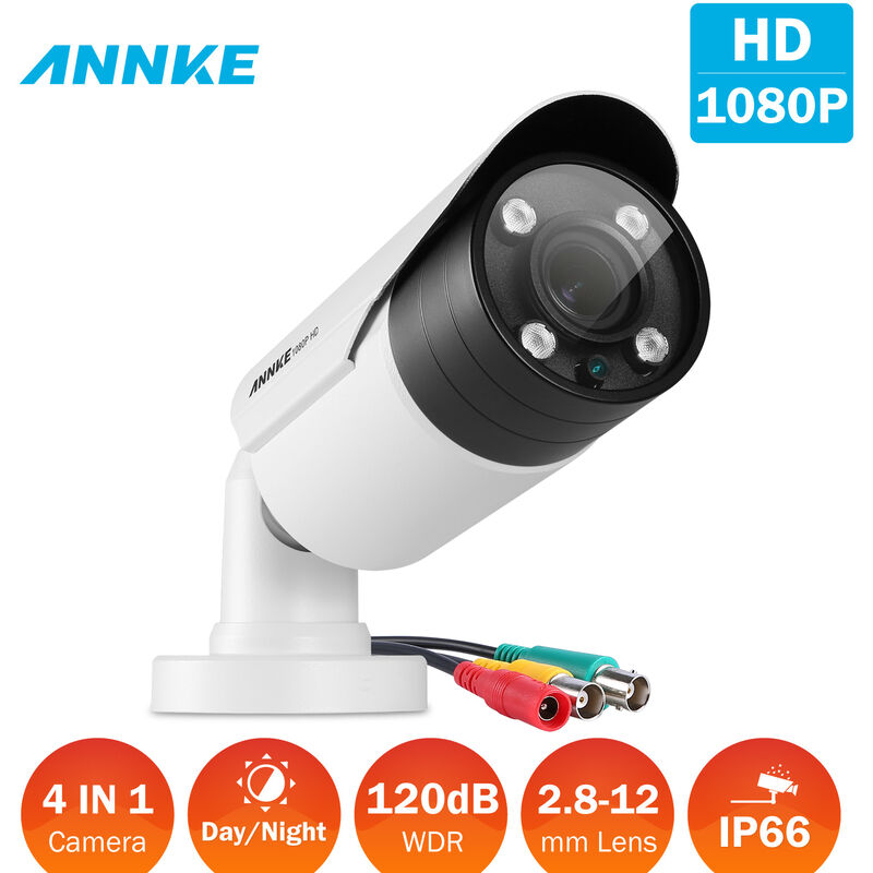 

ANNKE 1080p IP66 Cámara de seguridad para el hogar con cable resistente a la intemperie para vigilancia en interiores y exteriores – 1 cámaras