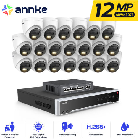 ANNKE 12MP Outdoor Security Camera Kit 32CH NVR 20×Smart Dual-Light Night Vision, Email Alert Motion Detection Surveillance Camera APP/PC Remote