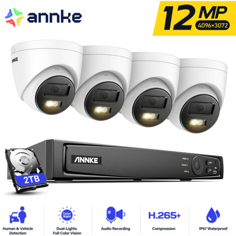 ANNKE 12MP Smart Security Camera Kit Dual Light 8CH NVR Night Vision CCTV Video Surveillance System - 2TB