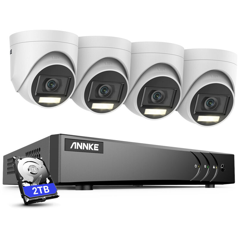 ANNKE-16 Channel 3K Analog 5MP DVRx4 PCS 3K (5MP) Dual Light Analog Camera with Mic, D-WDR, Smart Dual Light, 30m IR Night Vision, 2TB