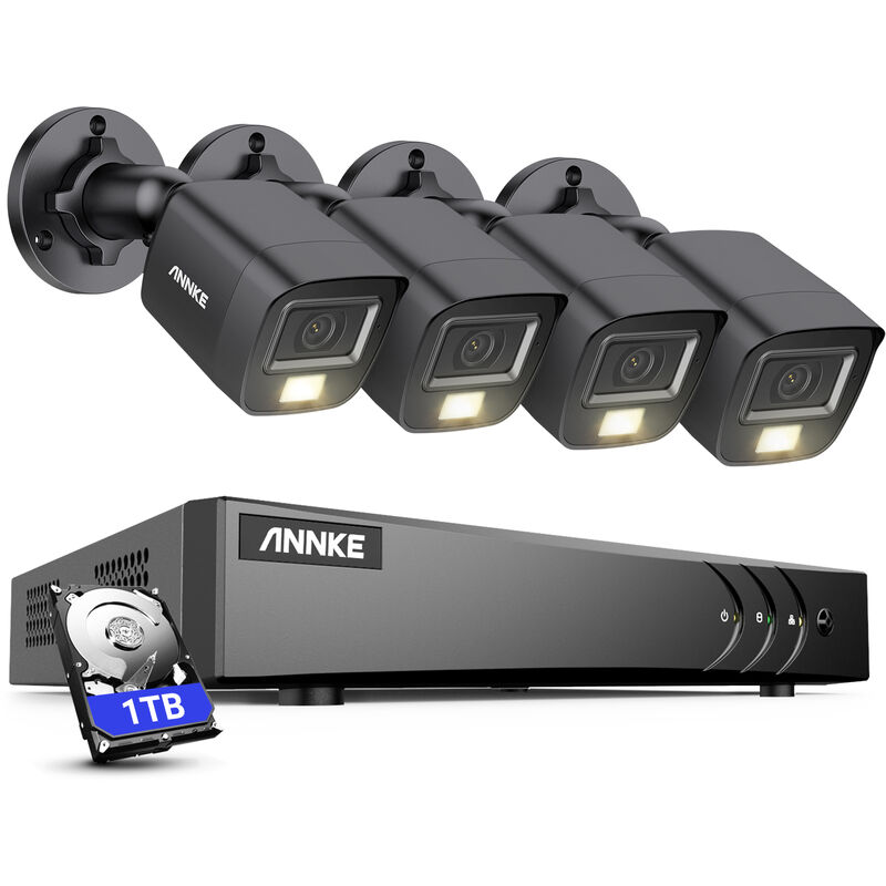 ANNKE - 16 Channel 3K Wired Security System 4 Dual Light Cameras, Color and Infrared Night Vision, 30721728 Resolution, f/1.2 Super Aperture, 4 in 1