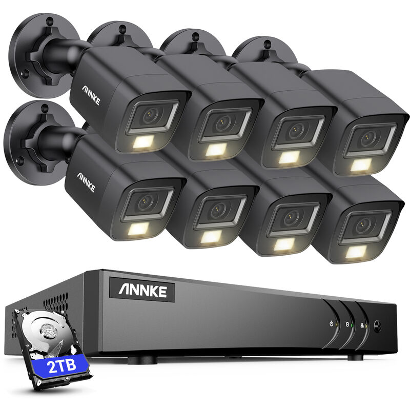 16 Channel 3K Wired Security System 8 Dual Light Cameras, Color and Infrared Night Vision, 30721728 Resolution, f/1.2 Super Aperture, 4 in 1 Output