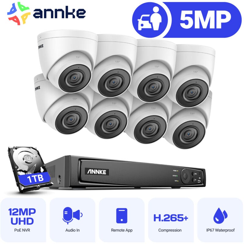 

ANNKE 16CH Sistema de seguridad de red Super HD PoE 5MP 8 cámaras estilo A - 1TB