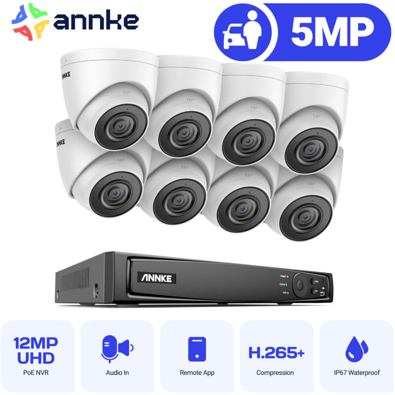 

ANNKE 16CH Sistema de seguridad de red Super HD PoE 5MP 8 Cámaras Estilo B - sin disco duro