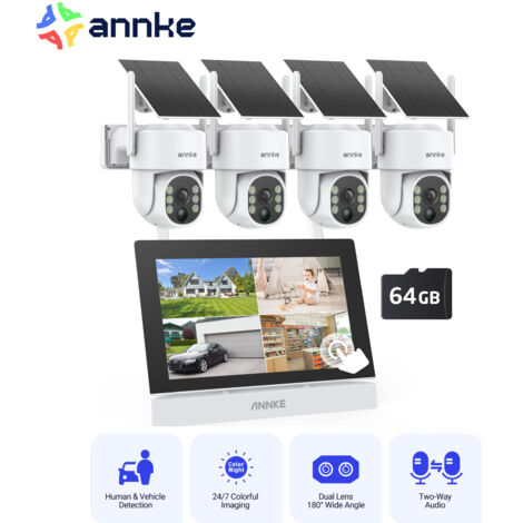 ANNKE 2K 9000mA Battery Wireless Security Solar Camera System with Two-Way Audio Instant Alerts Waterproof