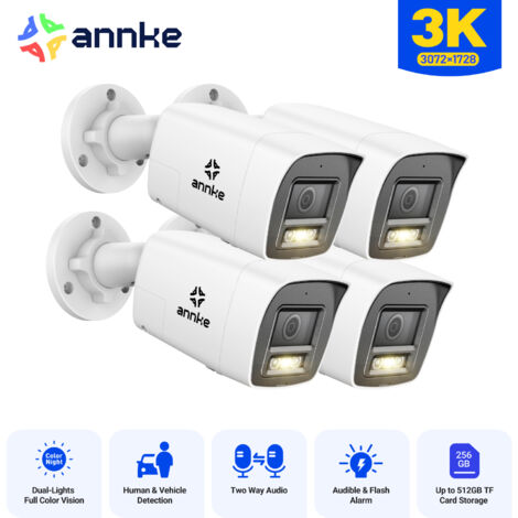 ANNKE 3K PoE Überwachungskameras Personenerkennung Zwei Wege Audio Nachtsicht,4PCS
