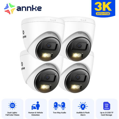 ANNKE 3K Sicurezza Telecamere,4 Telecamere di Sorveglianza PoE per Esterno,Audio Bidirezionale,Smart Dual Light