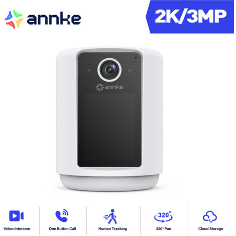 ANNKE 3MP Wireless Panoramic Security IP Camera WIFI Video Two-Way Audio 2.4 Inch Screen