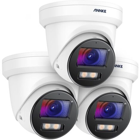 ANNKE 3pcs NC800 4K Ultra HD 8MP Outdoor PoE IP Security Camera, Color Night Vision,IP67 Waterproof Remote Access