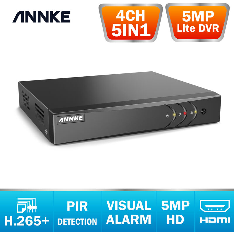 

ANNKE 4 Channel 5MP Lite Hybrid 5-en-1 H.265 + Grabador de video de seguridad DVR para sistema de cámara de seguridad para el hogar - Sin disco duro