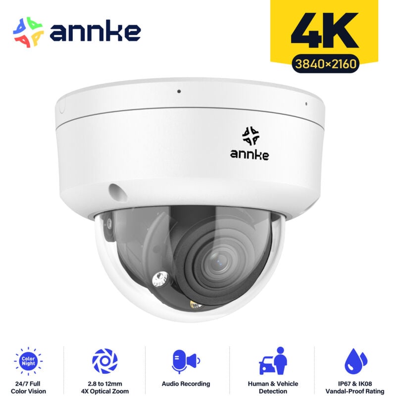 4K Caméra de Surveillance Extérieur Détection de Mouvement Vision Nocturne 8MP Caméra ip PoE - Annke