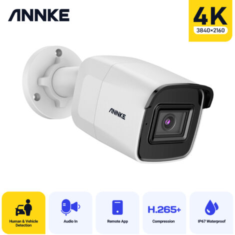 ANNKE 4K Outdoor PoE IP Security Camera Smart Human/Vehicle Detection IP67 Weatherproof Security Camera Audio Recording Surveillance Camera