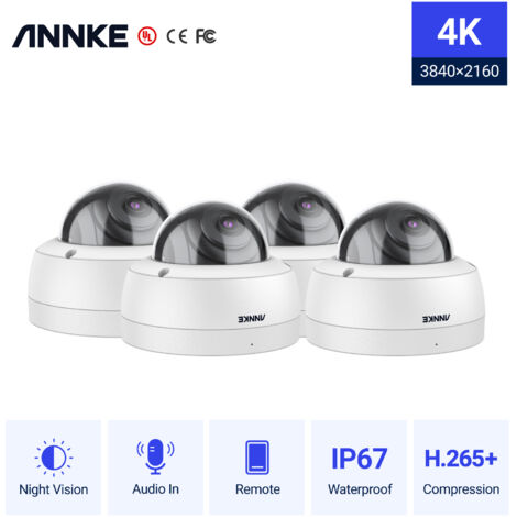 ANNKE 4K Outdoor PoE IP Security Camera,4×8MP Ultra HD Dome CCTV Camera IP67 Weatherproof Audio Recording Surveillance Camera