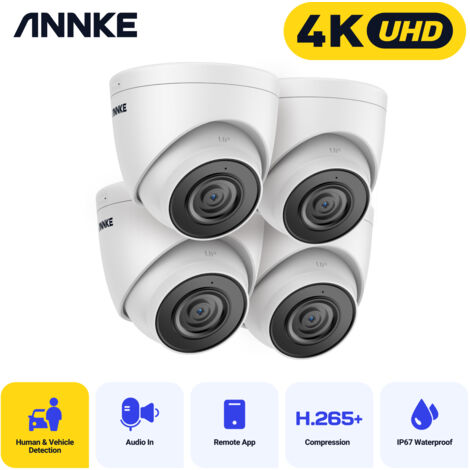 ANNKE 4K Ultra HD 8MP POE Security Cameras Outdoor Indoor Weatherproof Dome EXIR Night Vision Email Alert CCTV Camera - 4pcs