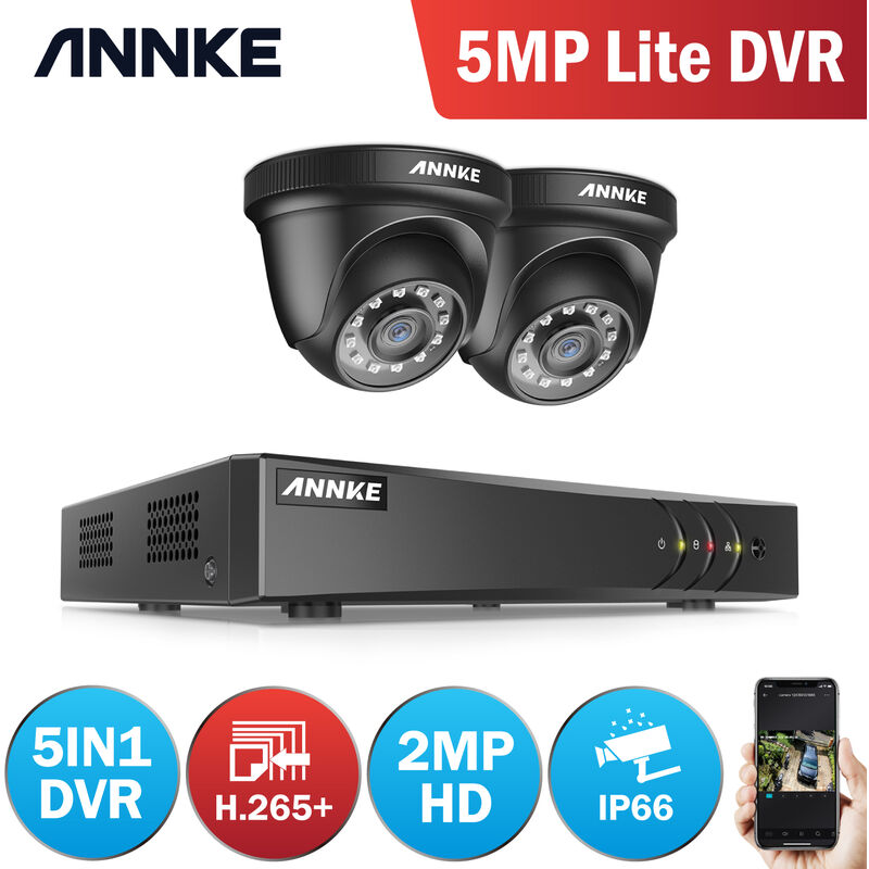 

ANNKE 4 canales 5MP 5 en 1 DVR Sistema de cámara de seguridad CCTV con cámaras HD 1080P resistentes a la intemperie para el hogar Kits de