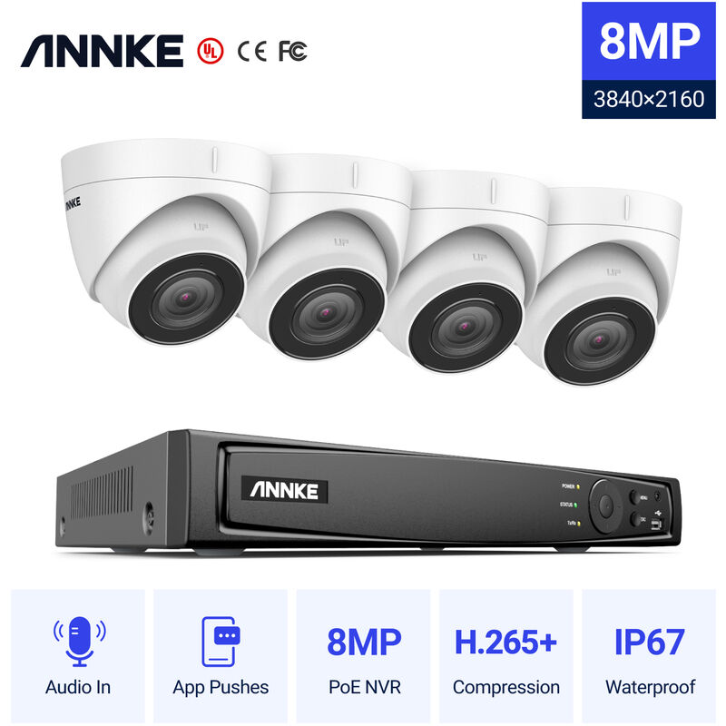 

ANNKE 4K Ultra HD PoE Sistema de video de seguridad en red 8CH NVR 4K Vigilancia con compresión de video H.265 + 4K HD Torreta Cámaras IP con 4