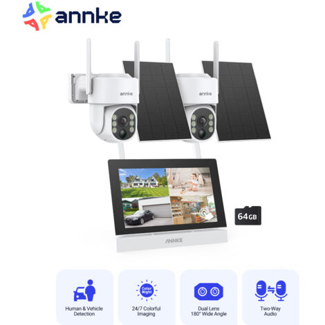 ANNKE 4MP Smart Network Security Solar Camera System with Human Detection 24/7 Recording
