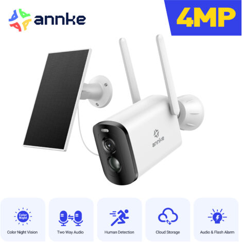 ANNKE 4MP Solar Outdoor Wireless Camera with Human Detection Two-Way Audio Color Night Vision Dual Light