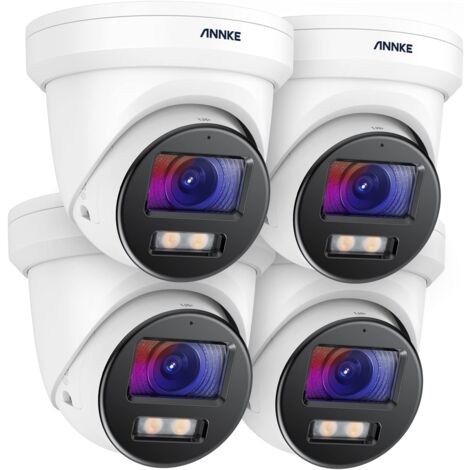 ANNKE 4pcs NC800 4K Ultra HD 8MP Outdoor PoE IP Security Camera, Color Night Vision,IP67 Waterproof Remote Access