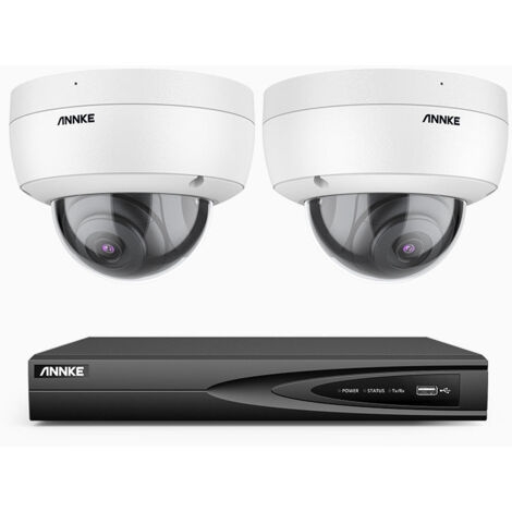 ANNKE 5MP 4 canali PoE sistema di sicurezza per esterni 2 telecamere, Kit Videosorveglianza visione notturna,4TB HDD