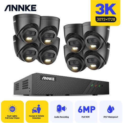 ANNKE 5MP Kit Cámara Vigilancia 8 Cámaras Smart Visión Nocturna Doble Luz Motion Detection CCTV Sistema Cámara Seguridad