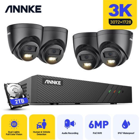 ANNKE 5MP KIT DE VIDEOSURVEILLANCE 4 CAMERA INFRAROUGE INTELLIGENTE DOUBLE LUMIERE VISION NOCTURNE KIT CAMERA SURVEILLANCE 2TB