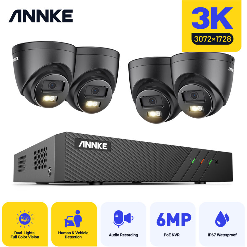 5MP kit de videosurveillance 4 camera infrarouge intelligente double lumiere vision nocturne kit camera surveillance - Annke