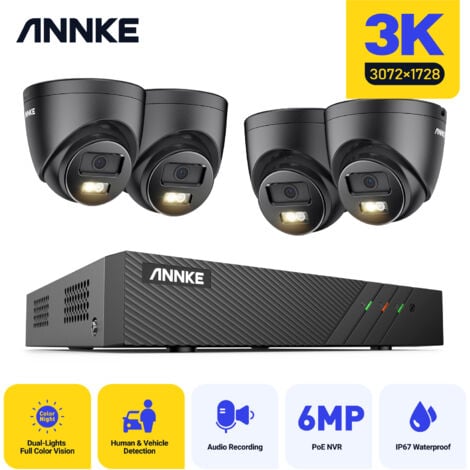 ANNKE 5MP KIT DE VIDEOSURVEILLANCE 4 CAMERA INFRAROUGE INTELLIGENTE DOUBLE LUMIERE VISION NOCTURNE KIT CAMERA SURVEILLANCE