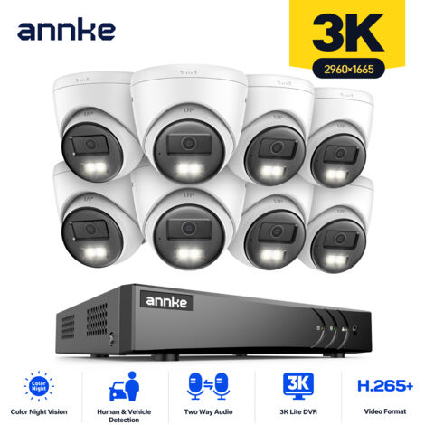 ANNKE 5MP Outdoor CCTV Security Camera System with  Two-Way Audio,Color Night Vision,Human/Vehicle Detection IP67