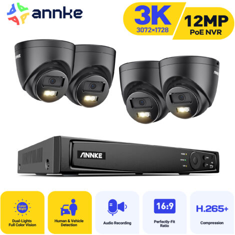 ANNKE 5MP PoE Kit Videosorveglianza Cablato 4 Telecamere PoE Sistema di Telecamere di Sicurezza Colori Visione Notturna