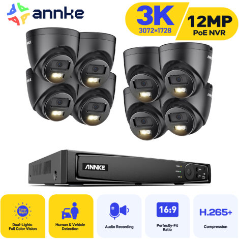 ANNKE 5MP PoE Kit Videosorveglianza Cablato 8 Telecamere PoE Sistema di Telecamere di Sicurezza Colori Visione Notturna