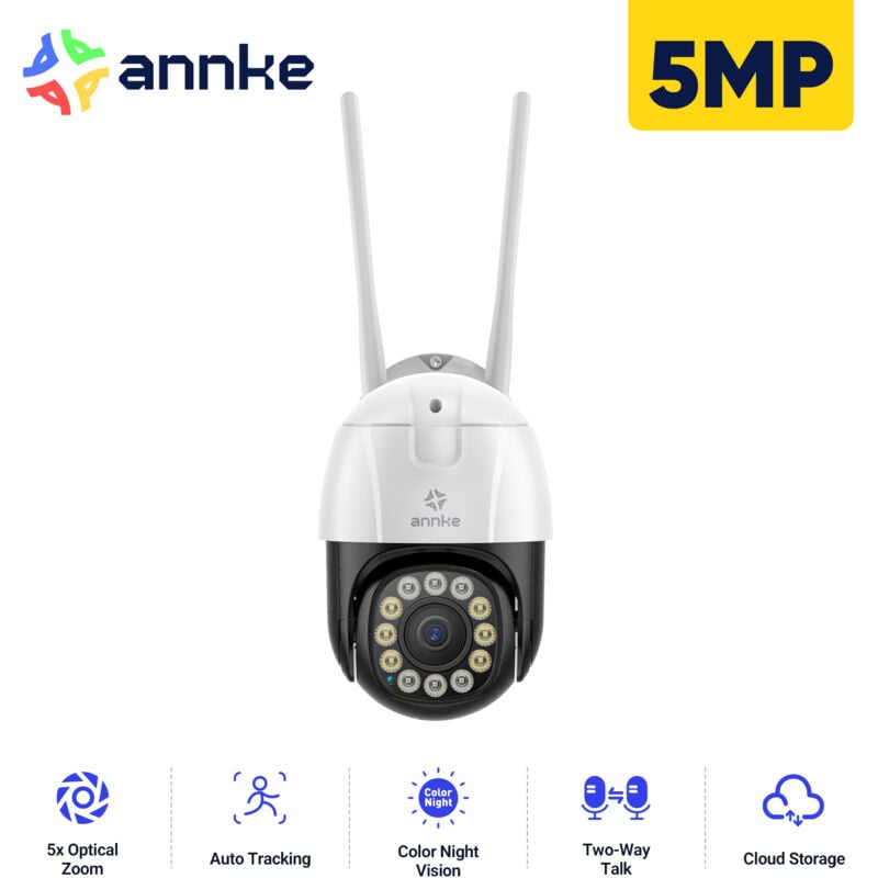 5MP ptz Caméra de Surveillance WiFi Extérieure Interphone Vocal Bidirectionnel Détection Humaine Intelligent app Accès Caméra - Annke