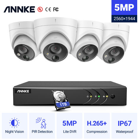 ANNKE 5MP Super HD Système de caméra de sécurité DVR 8CH 5-en-1 avec caméras PIR extérieures 4 * 5MP