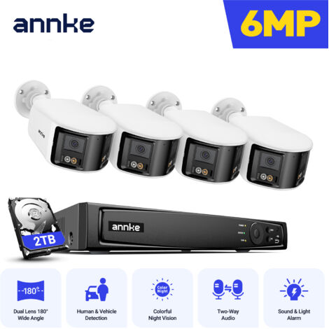 ANNKE 6MP 8 Channel Dual-Lens PoE Security Camera System with  180° Panoramic View 24/7 Recording