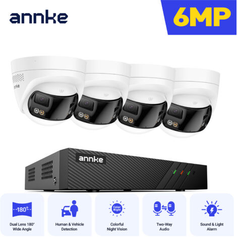 ANNKE 6MP Dual-Lens Outdoor PoE Security Camera with Smart Night Vision Two-Way Audio