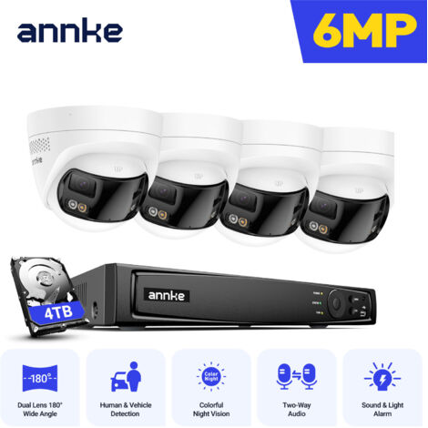 ANNKE 6MP Outdoor PoE Security Cameras System with Active Siren Alarm Human Vehicle Detection
