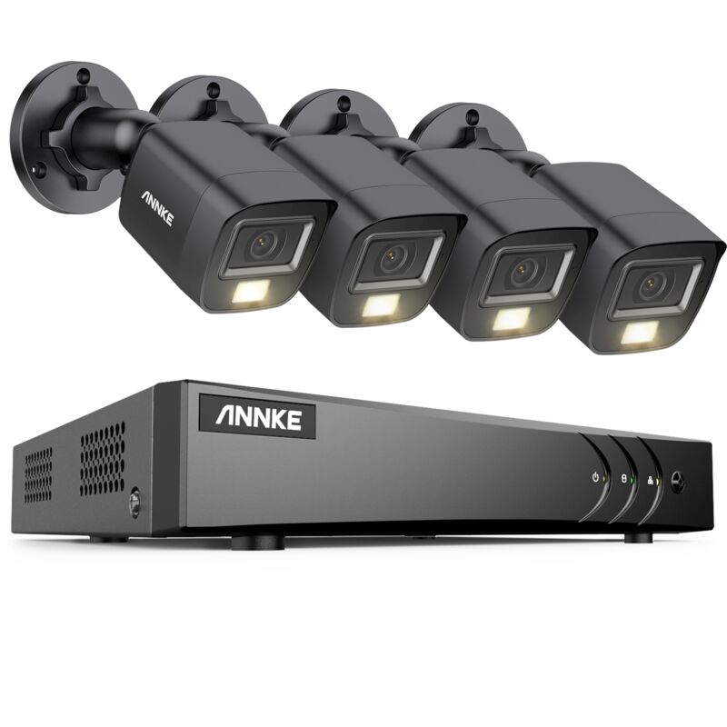 8 Channel 3K Wired Security System 4 Dual Light Cameras, Color and Infrared Night Vision, 30721728 Resolution, f/1.2 Super Aperture, 4 in 1 Output